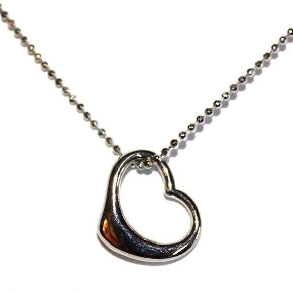 Girl's Women's Simple Love Silver Tone Open Heart Adjustable Dot Chain Necklace - Picture 1 of 3